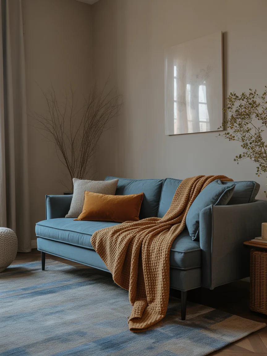 21. Textured Layers With Rugs and Throws