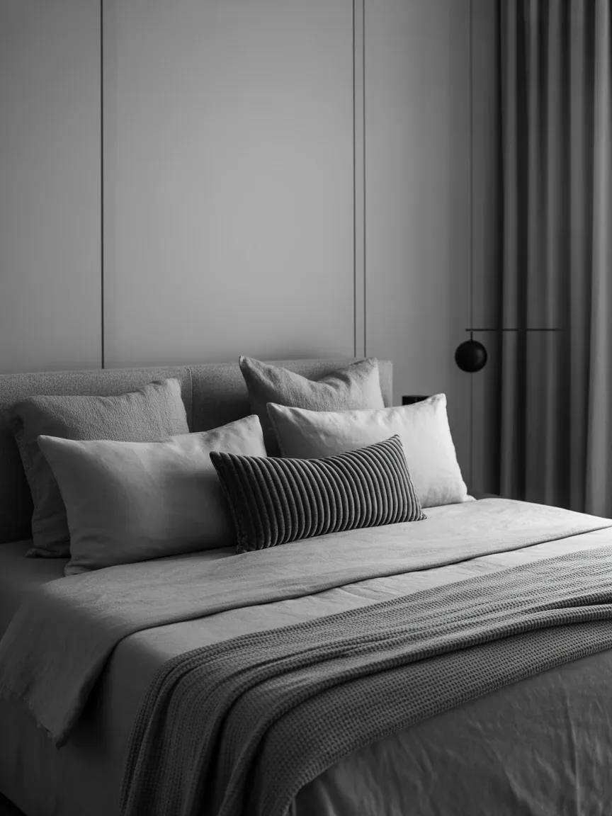 20. Textured Monochrome Bedroom 20. Textured Monochrome Bedroom