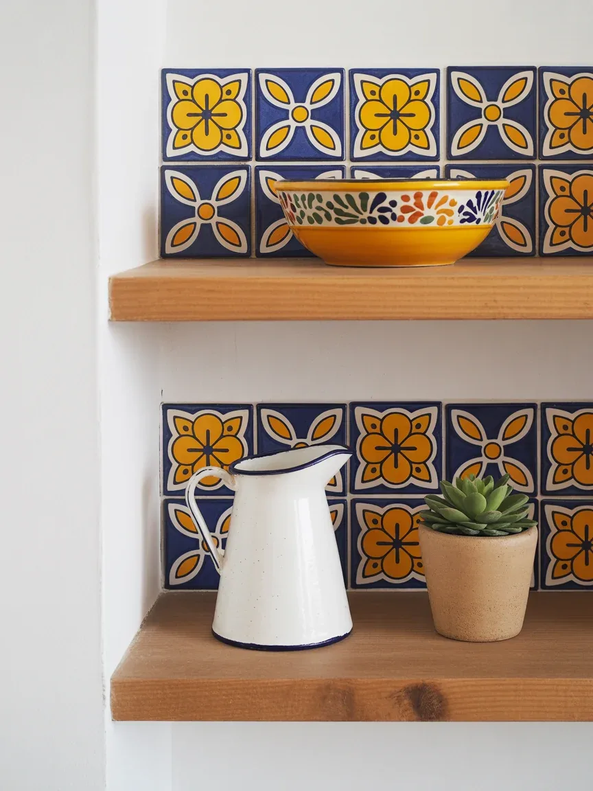 11. The Hand-Painted Talavera Tile Shelf 11. The Hand-Painted Talavera Tile Shelf