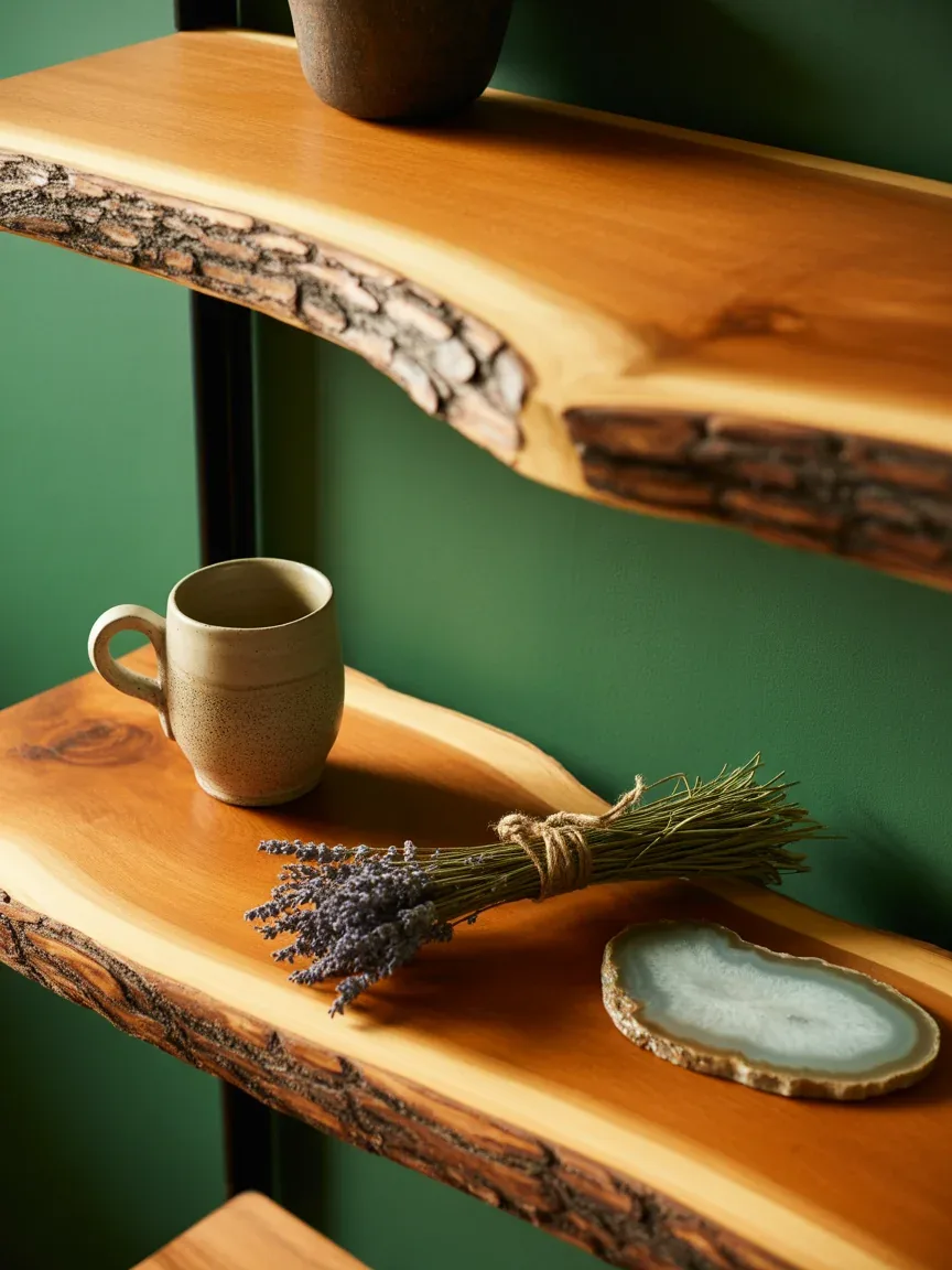 13. The Live-Edge Cedar Slab Shelf 13. The Live-Edge Cedar Slab Shelf