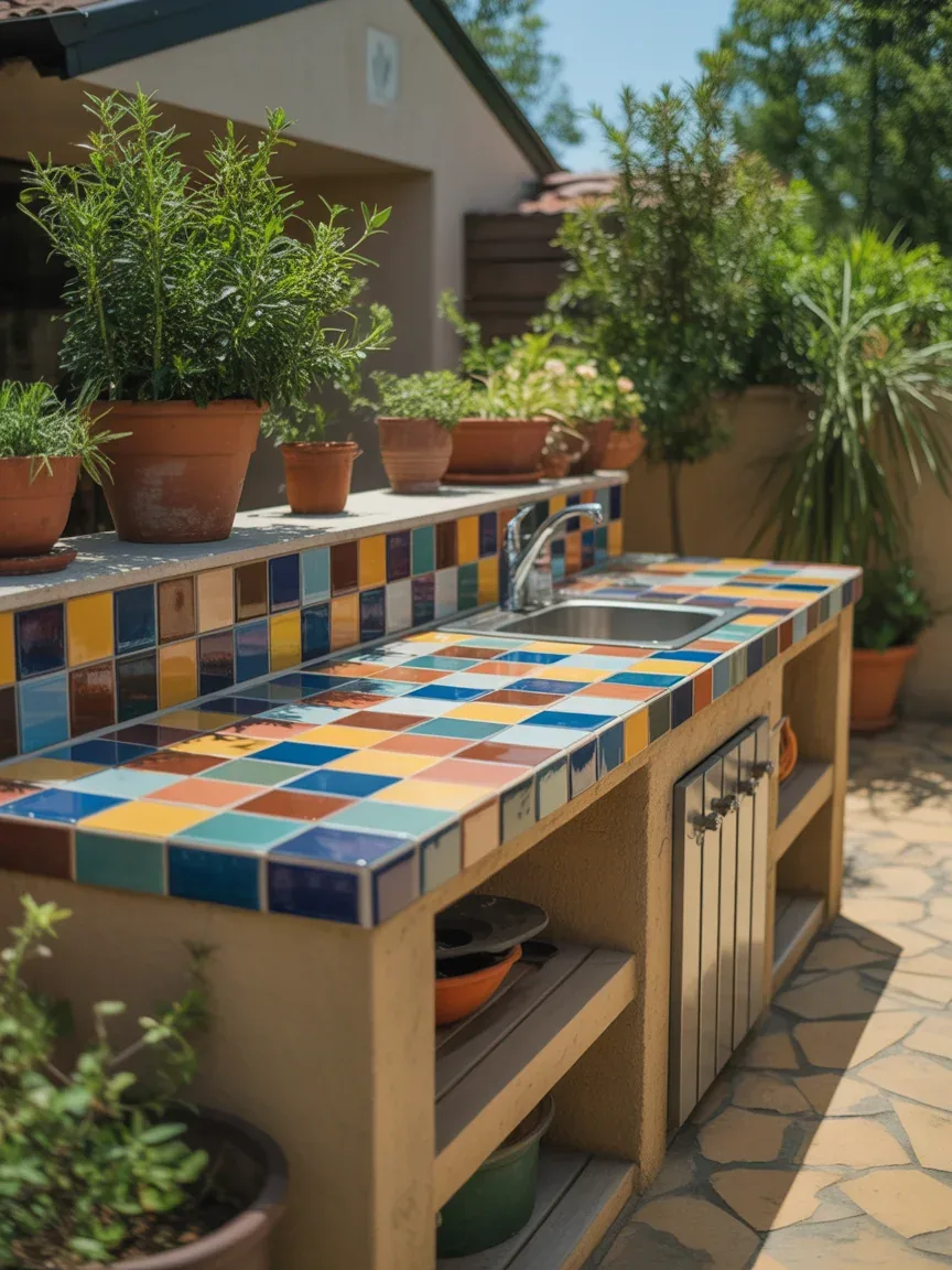 9. Tiled Counter Outdoor Kitchen 9. Tiled Counter Outdoor Kitchen