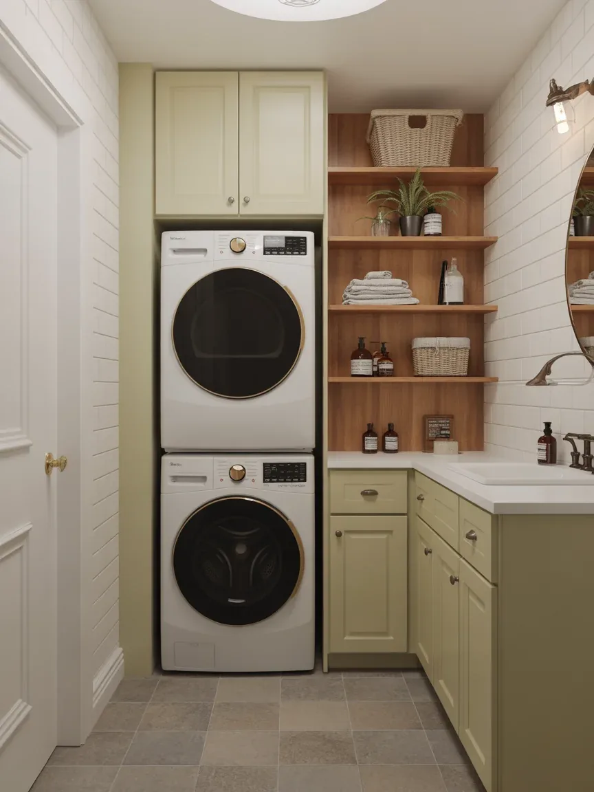 20. Tiny Double-Duty Laundry Bathroom Combo 20. Tiny Double-Duty Laundry Bathroom Combo