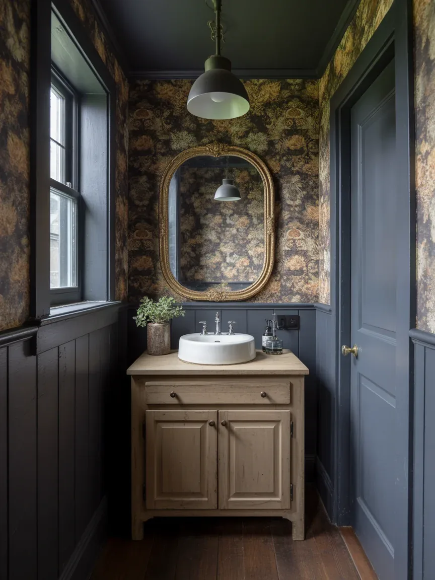 16. Tiny Powder Room With Bold Farmhouse Personality 16. Tiny Powder Room With Bold Farmhouse Personality