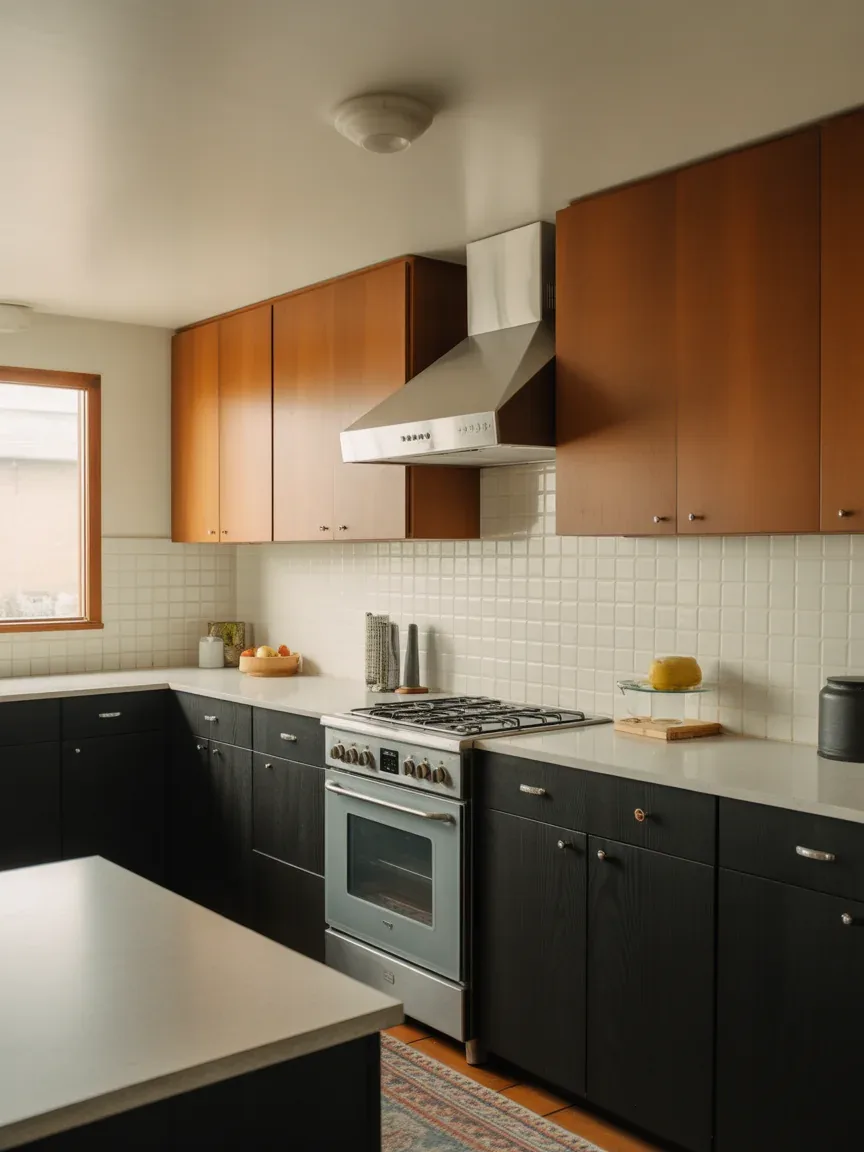 6. Two-Tone Cabinets With Retro Flair 6. Two-Tone Cabinets With Retro Flair