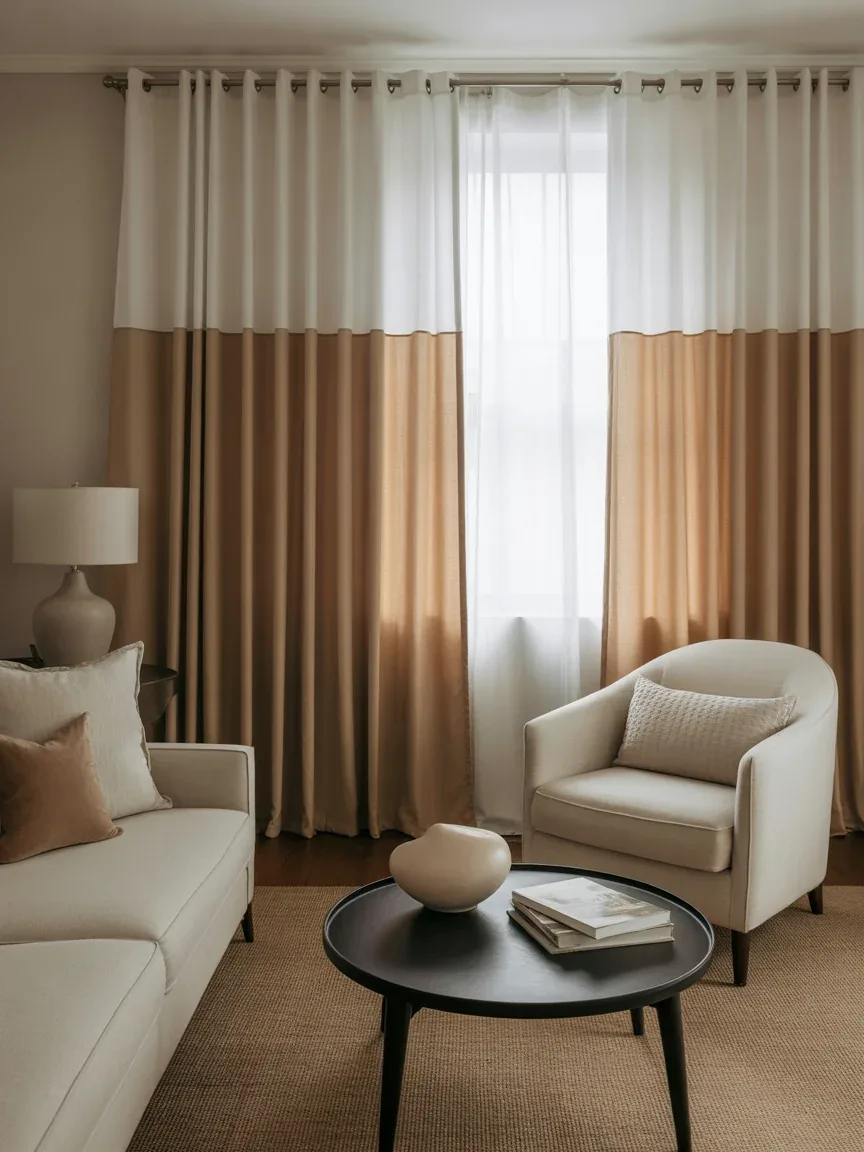 22. Two-Tone Curtains For Subtle Contrast 22. Two-Tone Curtains For Subtle Contrast