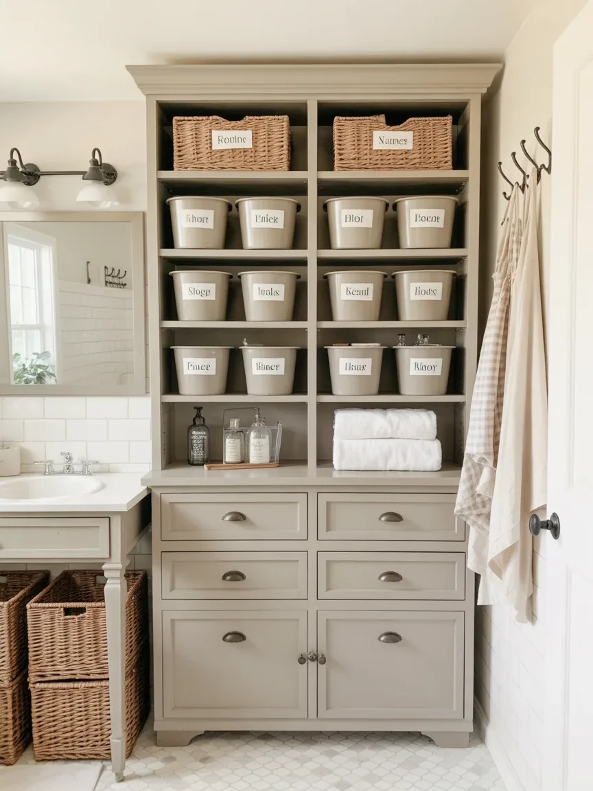 21. Ultimate Organized Farmhouse Command Center Bathroom 21. Ultimate Organized Farmhouse Command Center Bathroom
