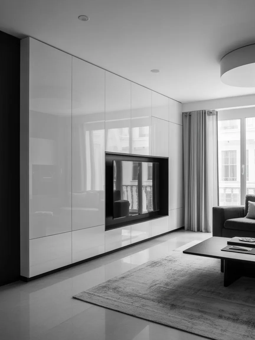 10. Ultra-Modern Glossy Finish Wall 10. Ultra-Modern Glossy Finish Wall