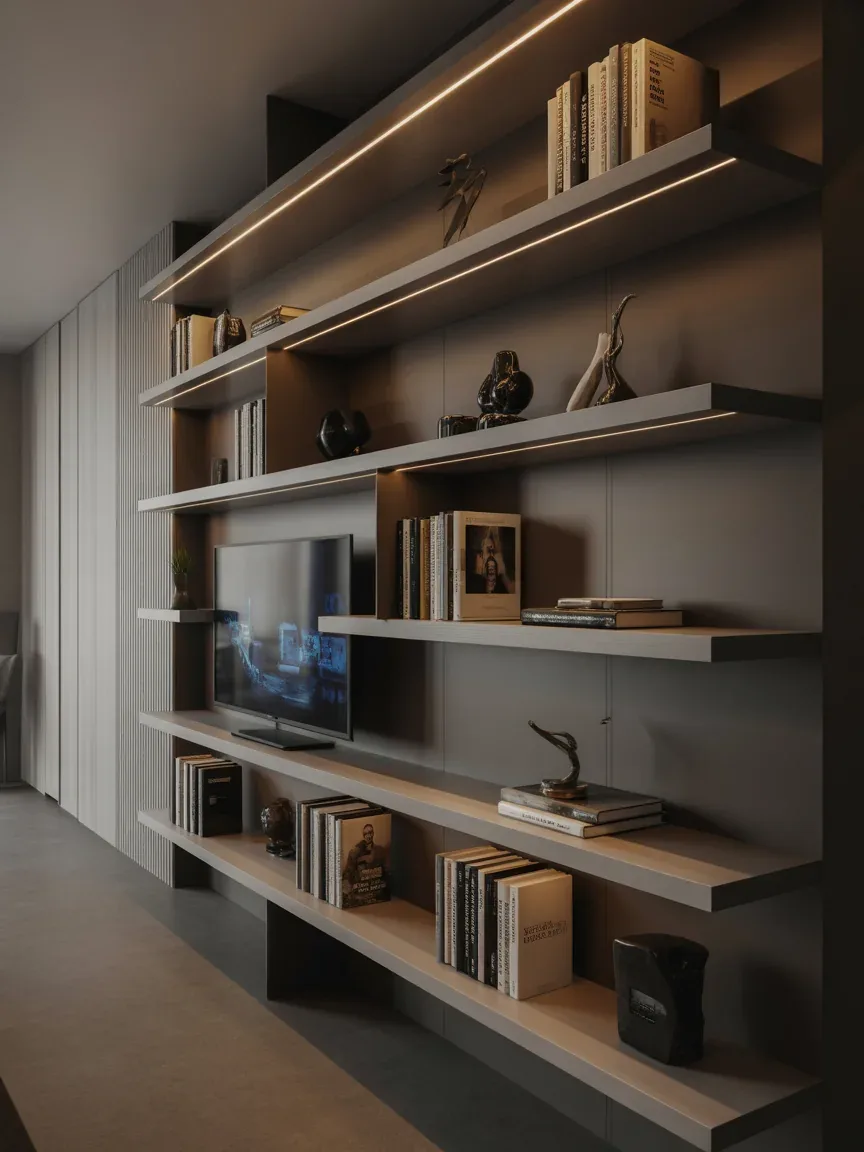 24. Ultra-Modern LED-Lit Floating Book Wall 24. Ultra-Modern LED-Lit Floating Book Wall