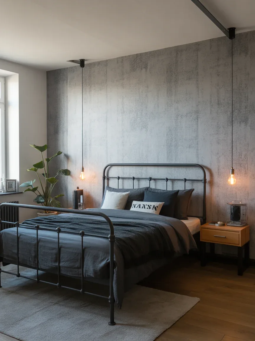 8. Urban Industrial With Concrete-Effect Wallpaper 8. Urban Industrial With Concrete-Effect Wallpaper