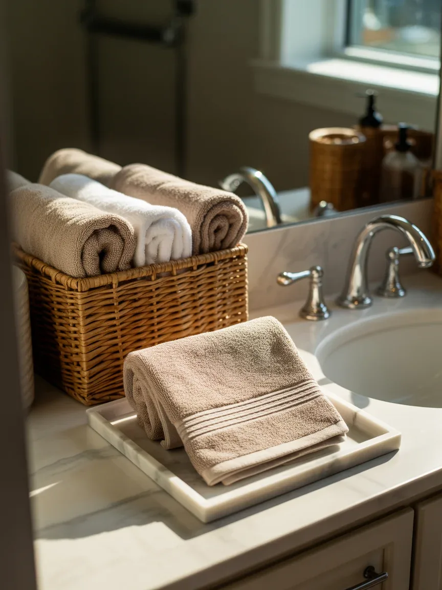 Use Decorative Trays and Baskets Use Decorative Trays and Baskets