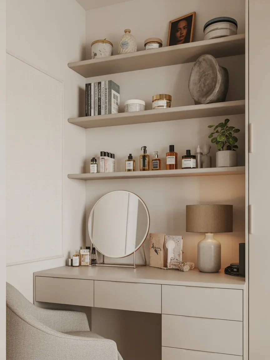 10. Vanity With Floating Shelves Display 10. Vanity With Floating Shelves Display
