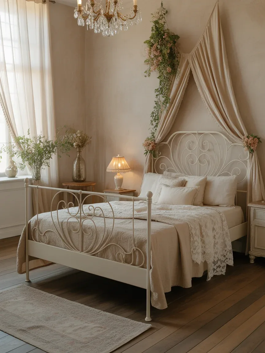 14. Vintage Beige Romantic Bedroom 14. Vintage Beige Romantic Bedroom
