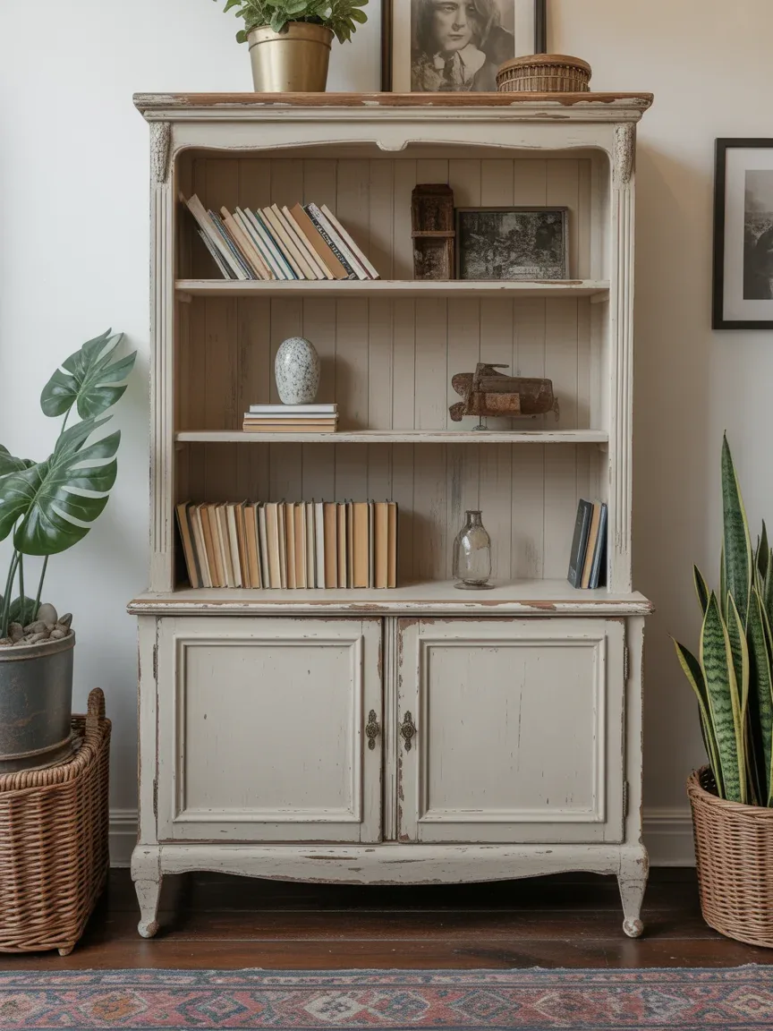 23. Vintage Cabinet Bookshelf Hack 23. Vintage Cabinet Bookshelf Hack