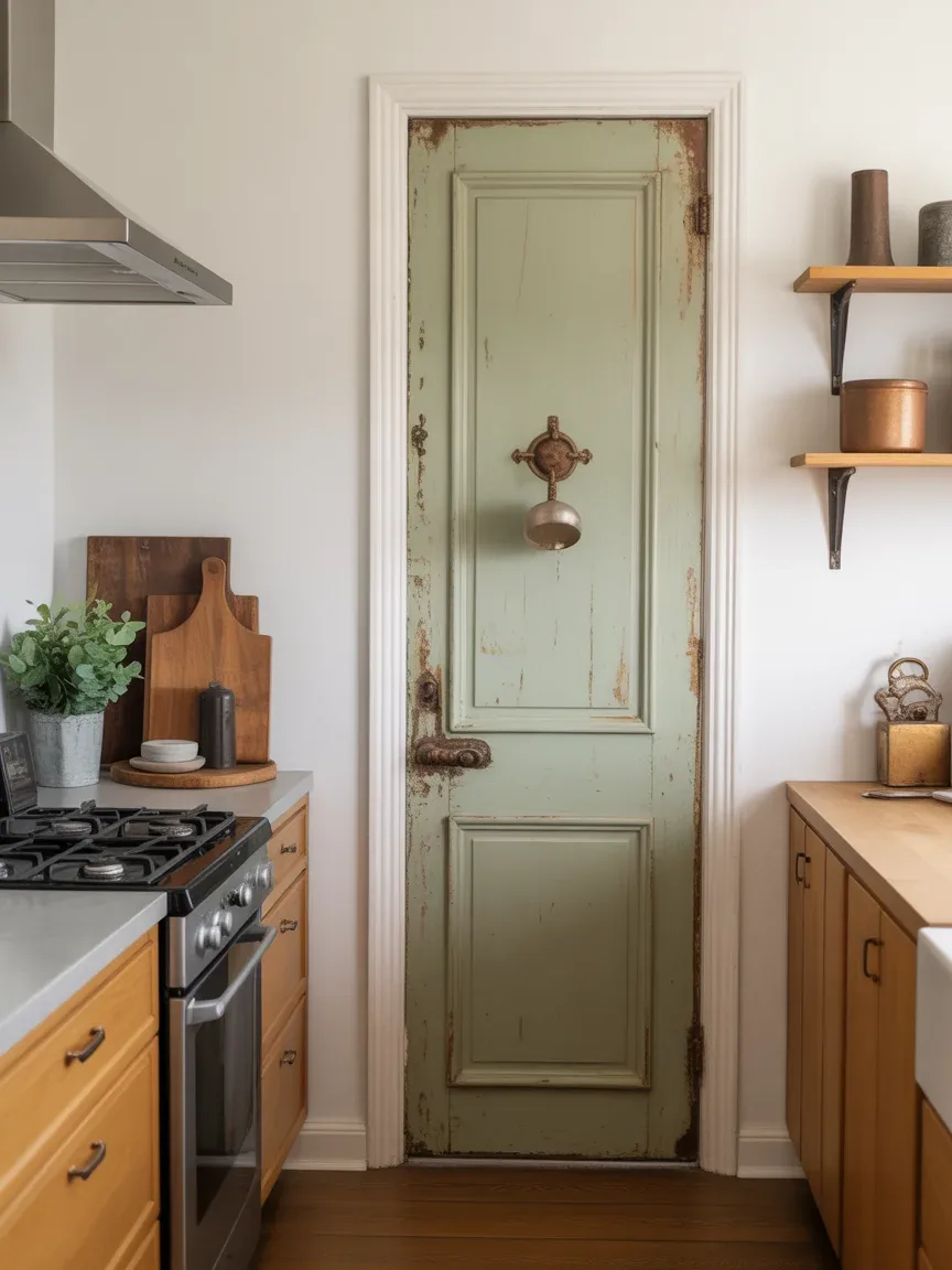 21. Vintage Door Repurposed As Pantry Entry 21. Vintage Door Repurposed As Pantry Entry