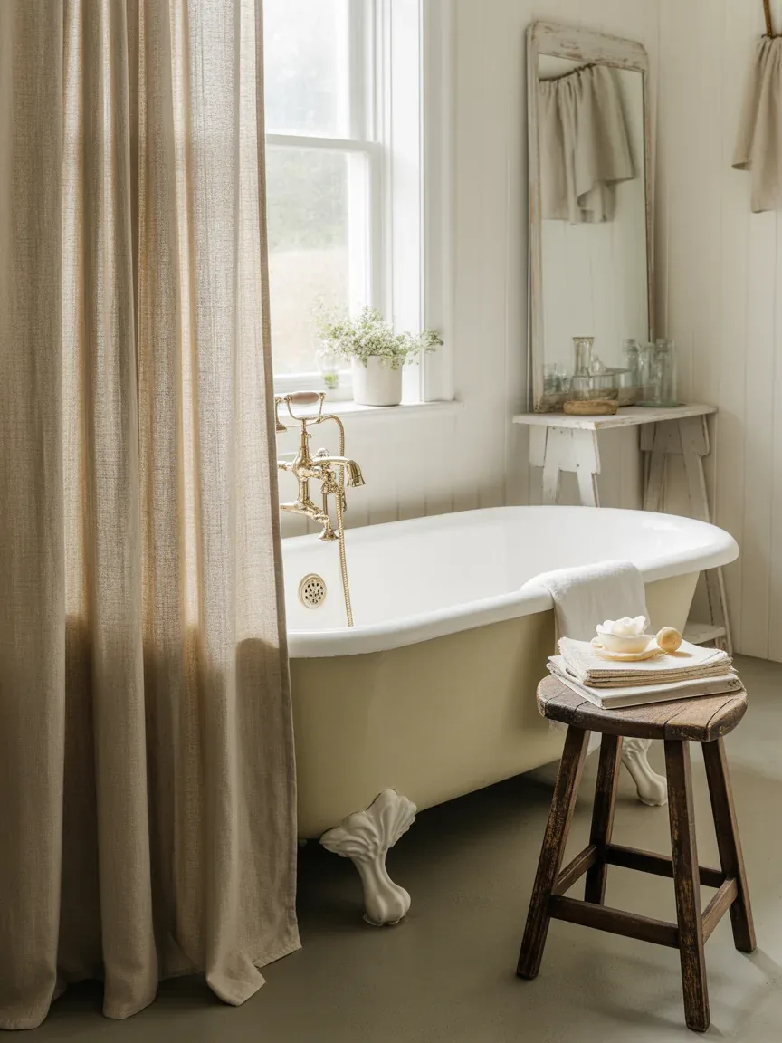 4. Vintage Farmhouse Bathroom With Clawfoot Tub 4. Vintage Farmhouse Bathroom With Clawfoot Tub