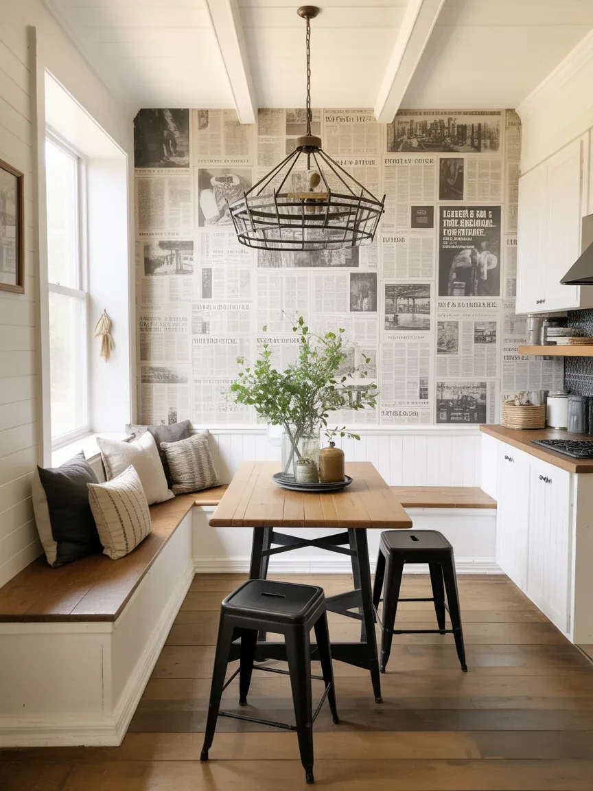 12. Vintage Newspaper Print Accent Wall 12. Vintage Newspaper Print Accent Wall