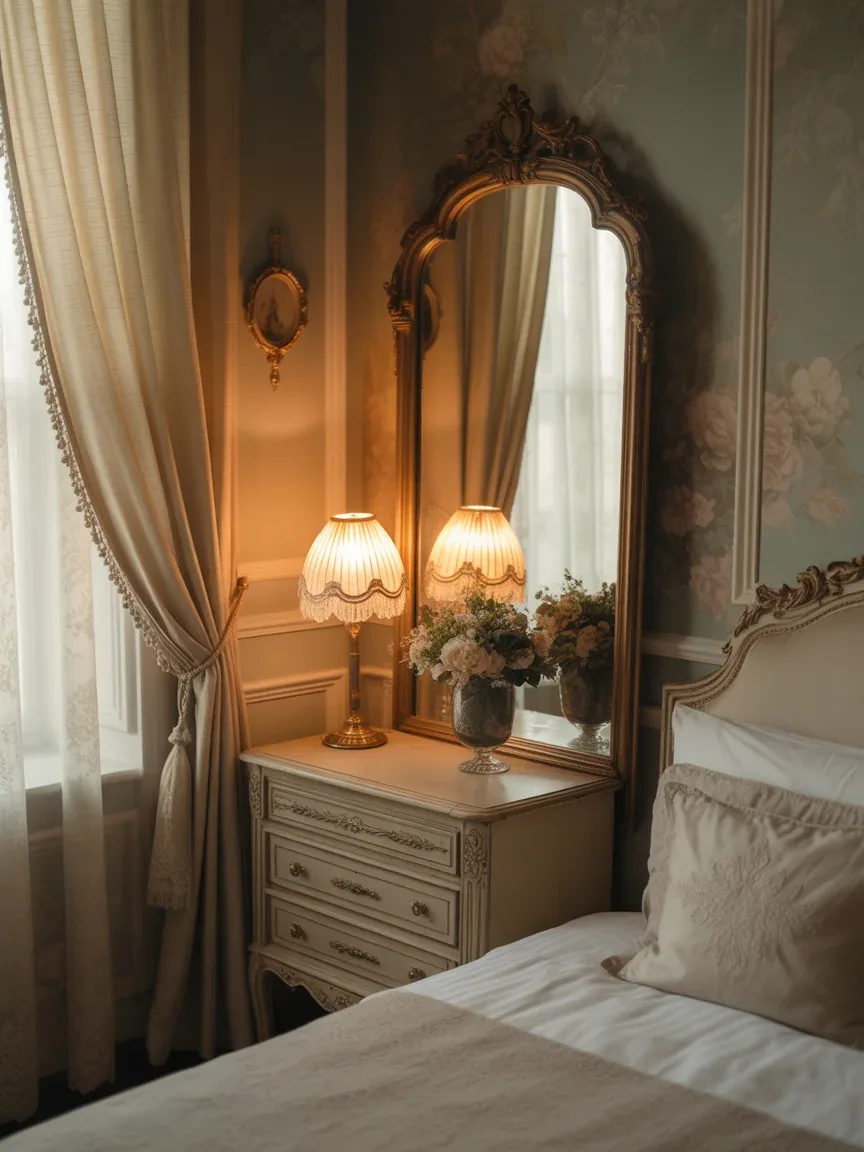 6. Vintage Romantic Bedroom With Warm Tones 6. Vintage Romantic Bedroom With Warm Tones