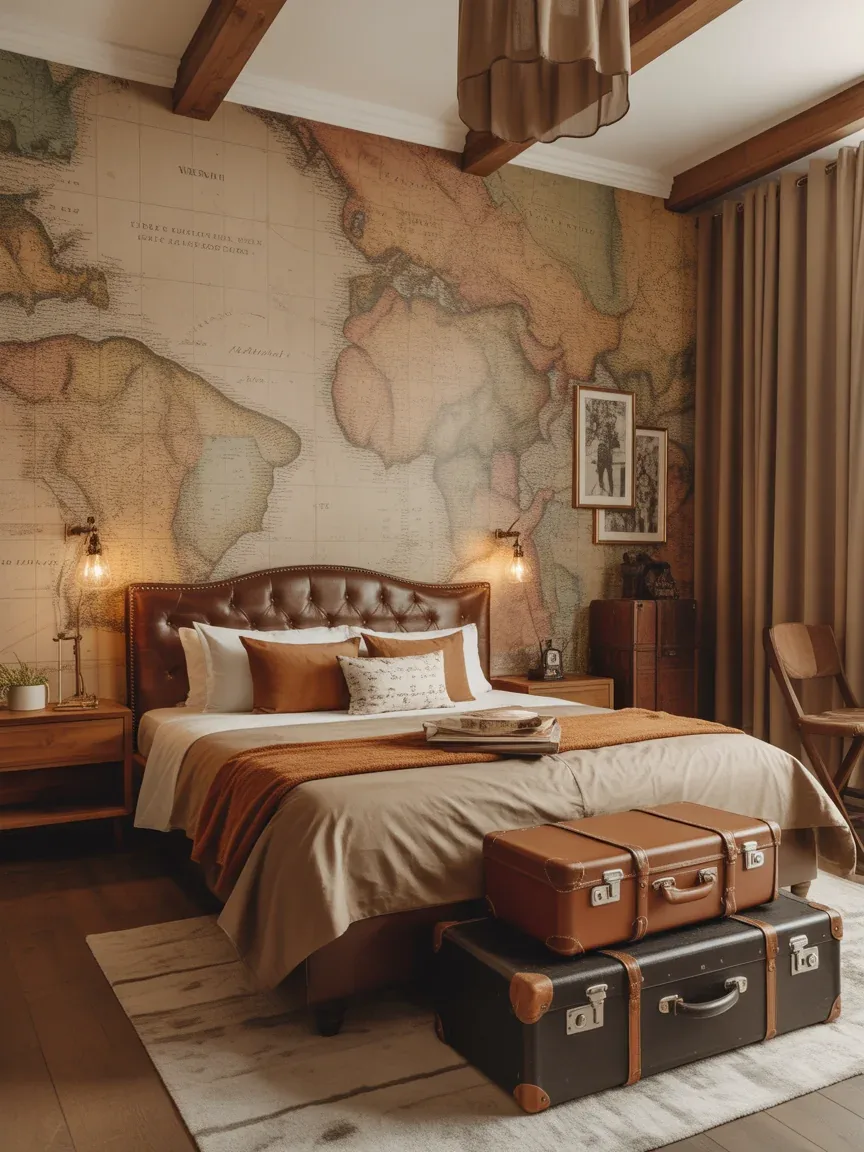 19. Vintage Travel Theme With Map Wallpaper 19. Vintage Travel Theme With Map Wallpaper