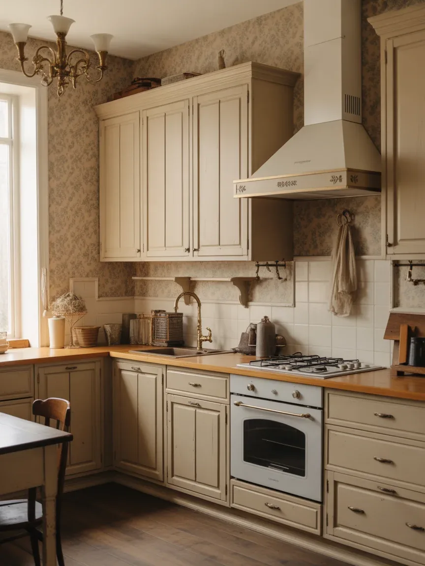 5. Warm Beige Floral Cottage Farmhouse Kitchen 5. Warm Beige Floral Cottage Farmhouse Kitchen