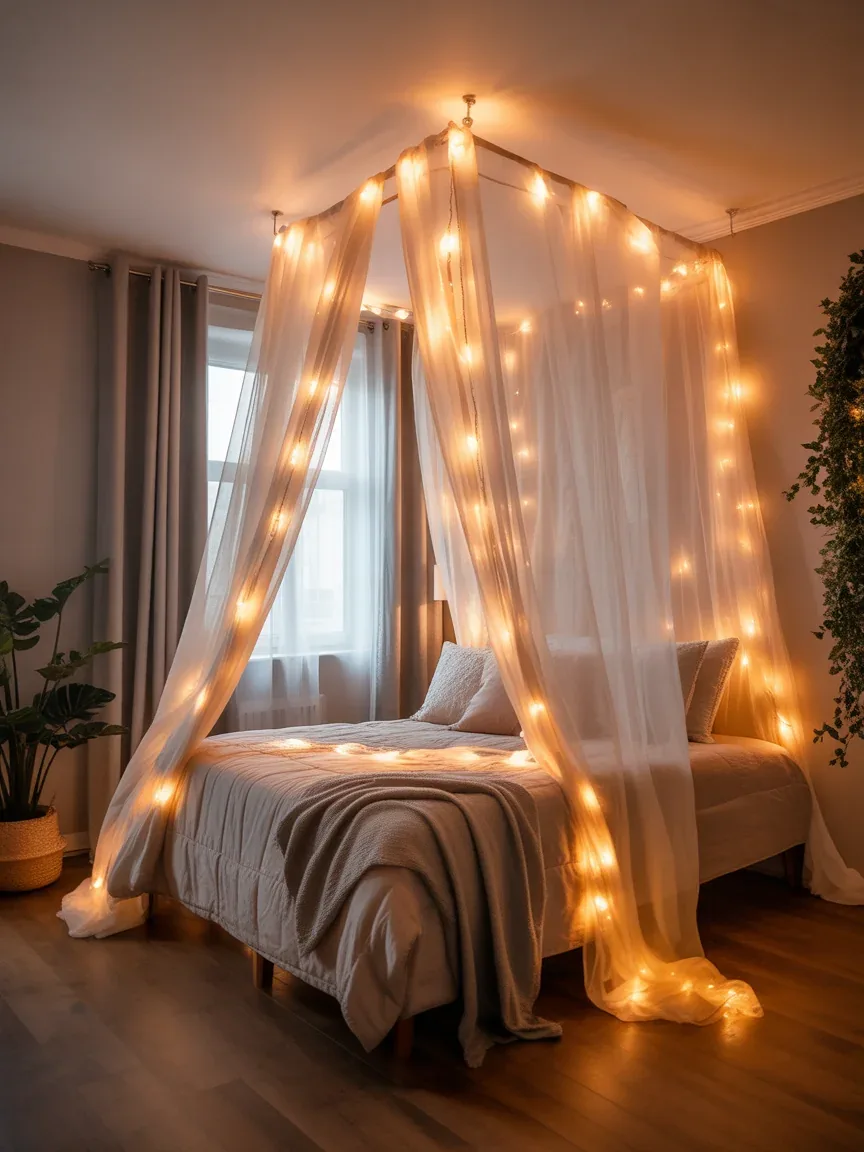 21. Warm Fairy Light Dream Bedroom 21. Warm Fairy Light Dream Bedroom