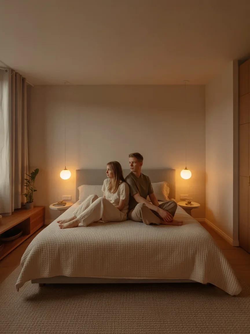 22. Warm Minimalist Bedroom With Soft Glow 22. Warm Minimalist Bedroom With Soft Glow