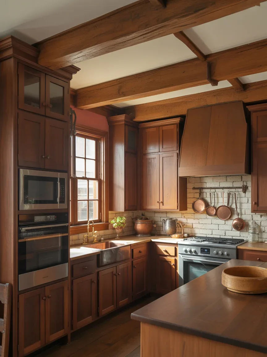 2. Warm Wood Heritage Kitchen With Exposed Ceiling Beams 2. Warm Wood Heritage Kitchen With Exposed Ceiling Beams