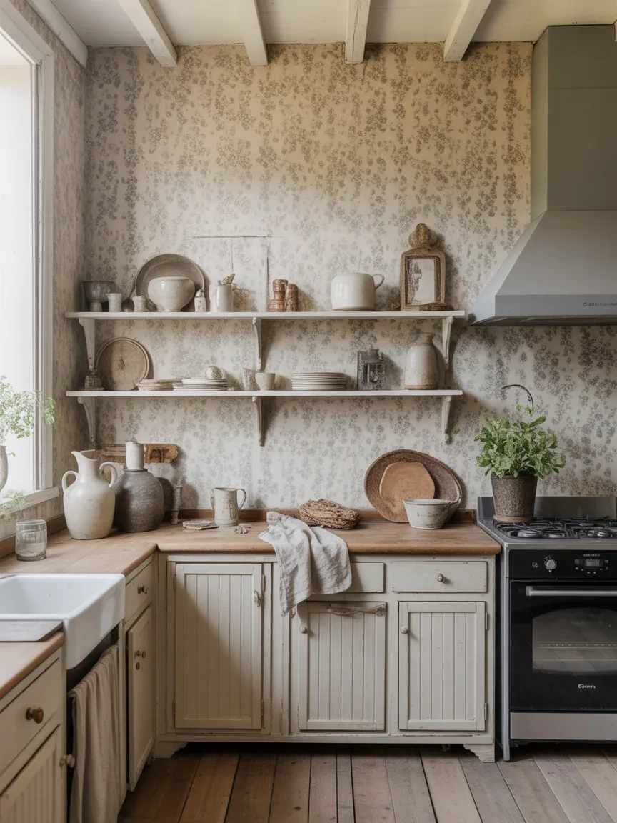 20. Whitewashed Floral Vintage Kitchen 20. Whitewashed Floral Vintage Kitchen