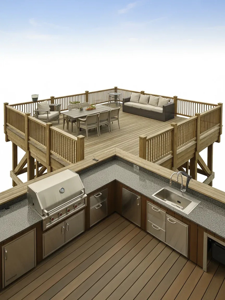 16. Wraparound Kitchen for Corner Decks 16. Wraparound Kitchen for Corner Decks