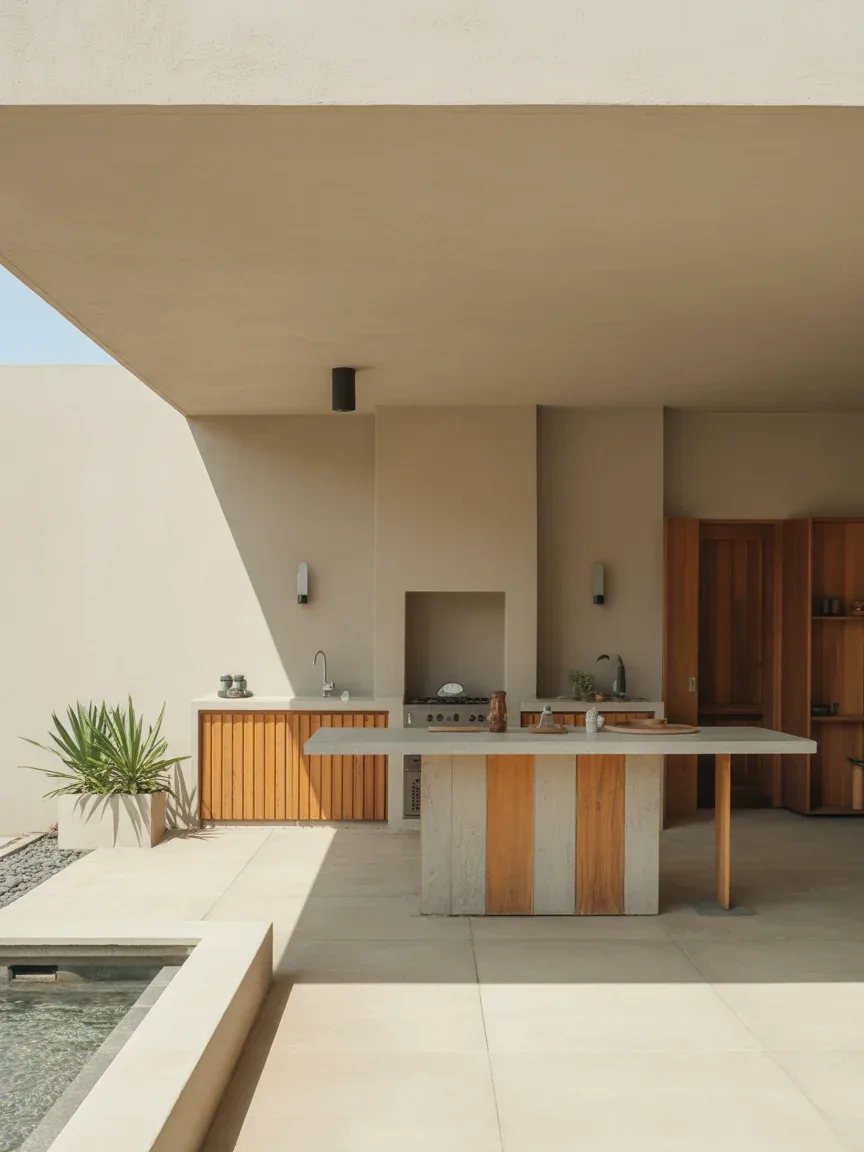 25. Zen-Inspired Outdoor Kitchen 25. Zen-Inspired Outdoor Kitchen