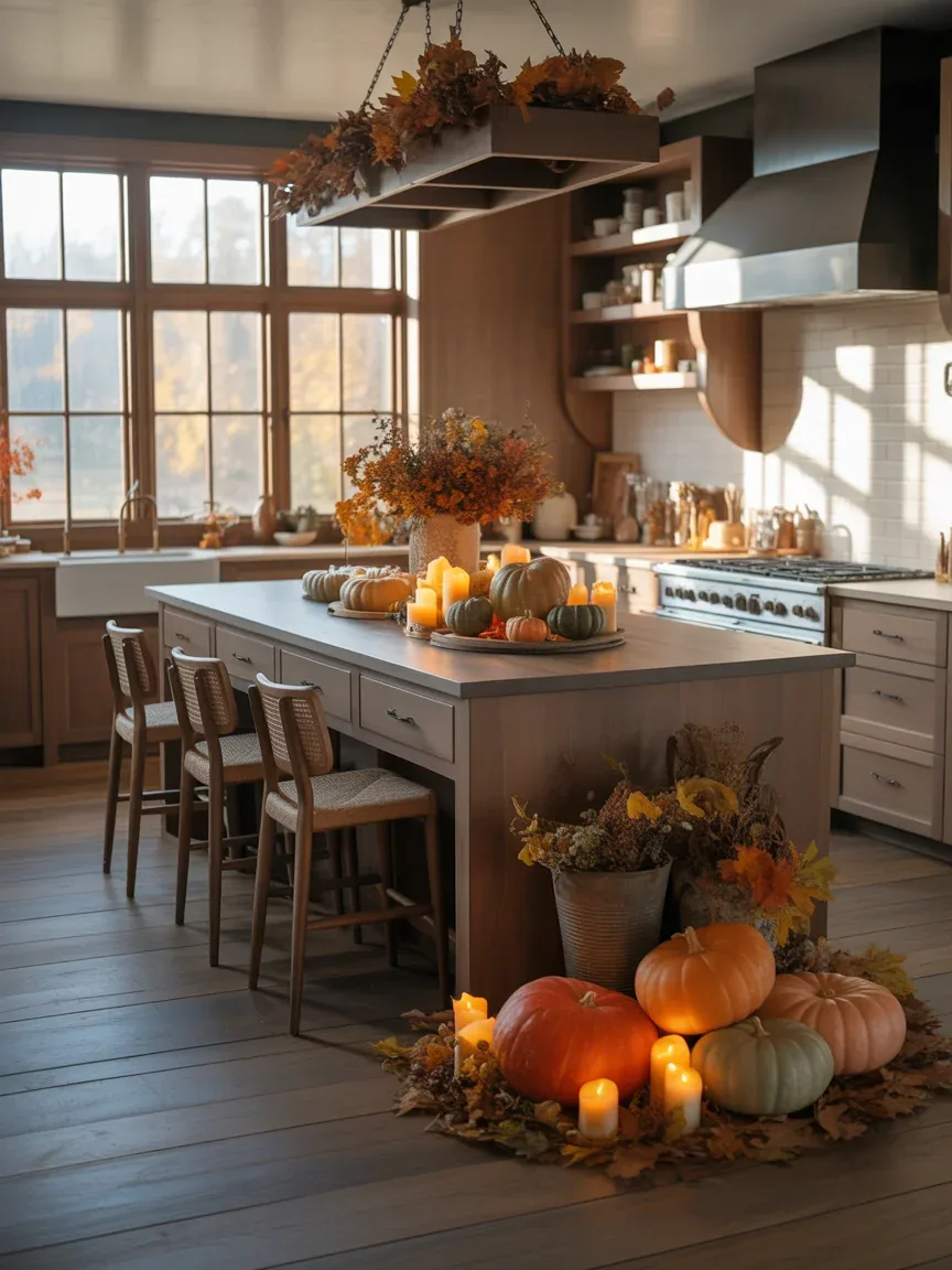 16 Kitchen Island Fall Decor Ideas for a Cozy Autumn Kitchen Everyone Will Copy