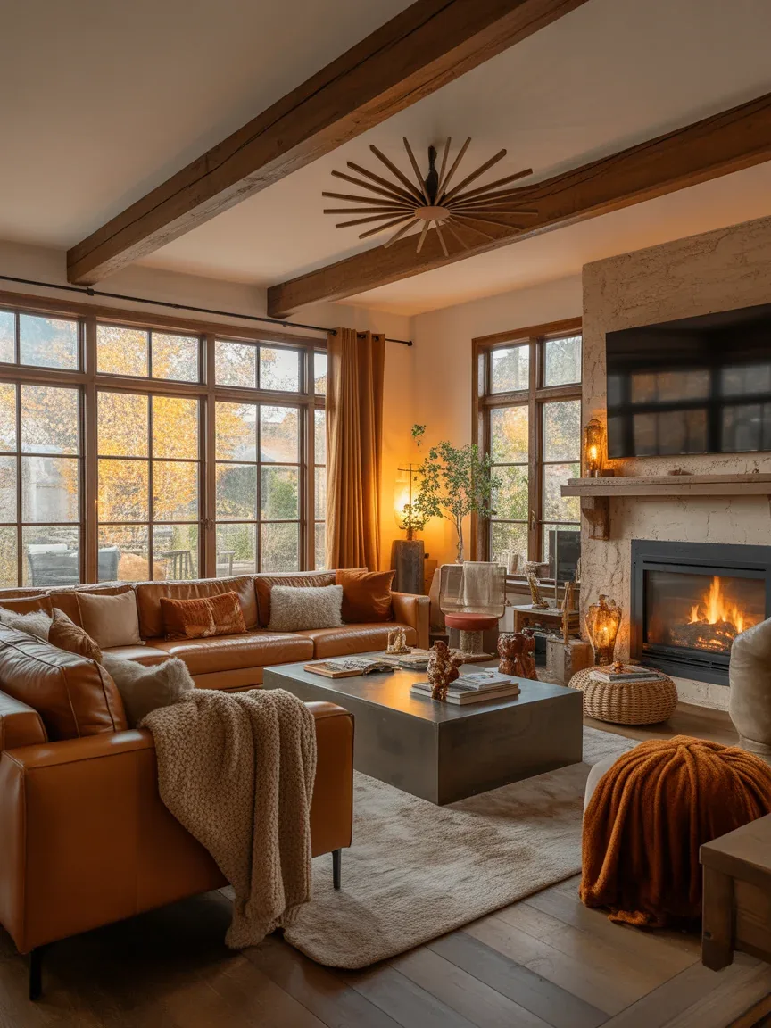 24 Fall Living Room Decor Ideas With Warm Colors and Cozy Textures You'll Obsess Over