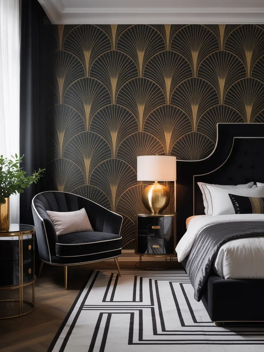 9. Art Deco Black and White Bedroom 9. Art Deco Black and White Bedroom