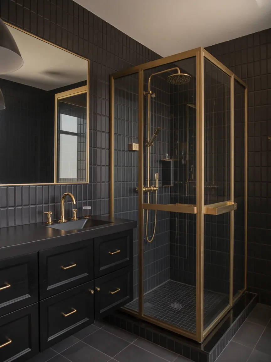 6. Black and Gold Modern Luxury Bathroom 6. Black and Gold Modern Luxury Bathroom