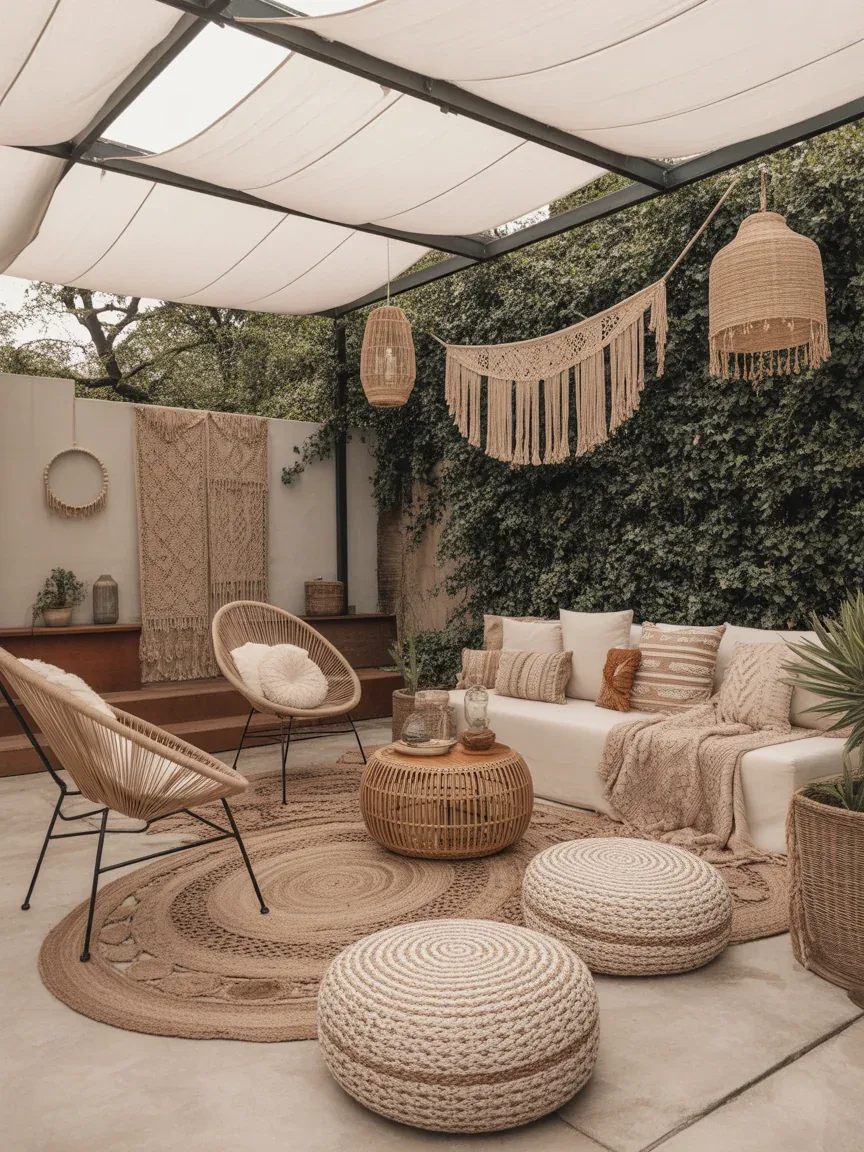 5. Boho Backyard Hangout With Layered Textures 5. Boho Backyard Hangout With Layered Textures