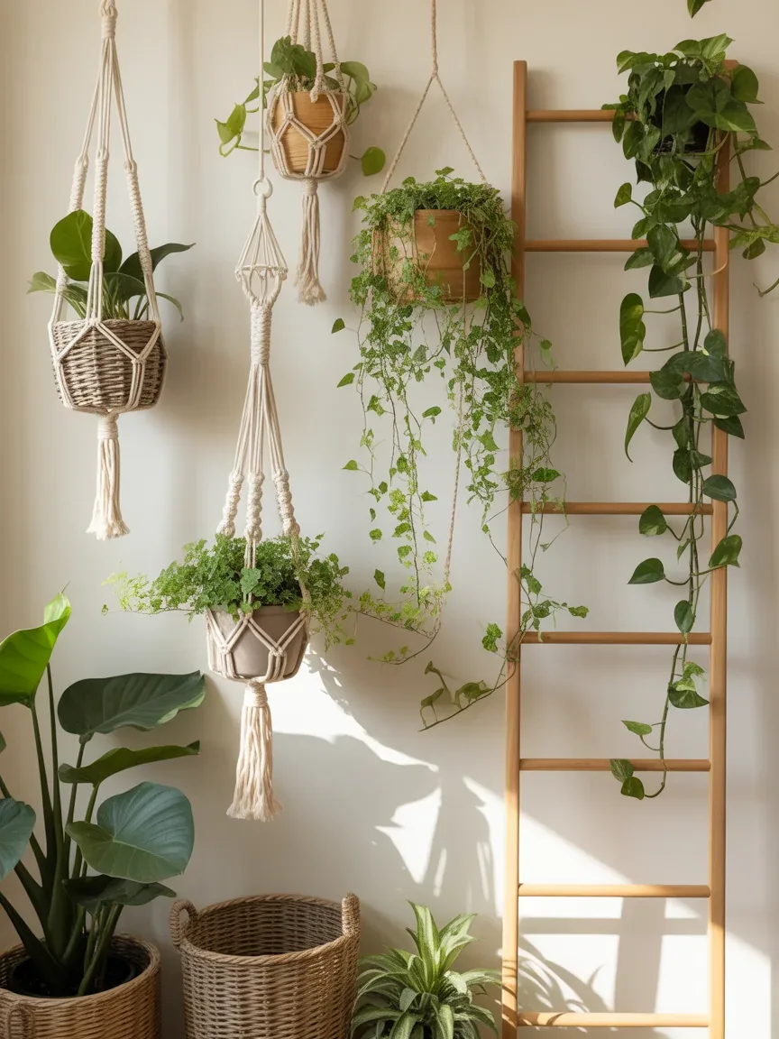 8. Botanical Boho Wall With Hanging Plants 8. Botanical Boho Wall With Hanging Plants