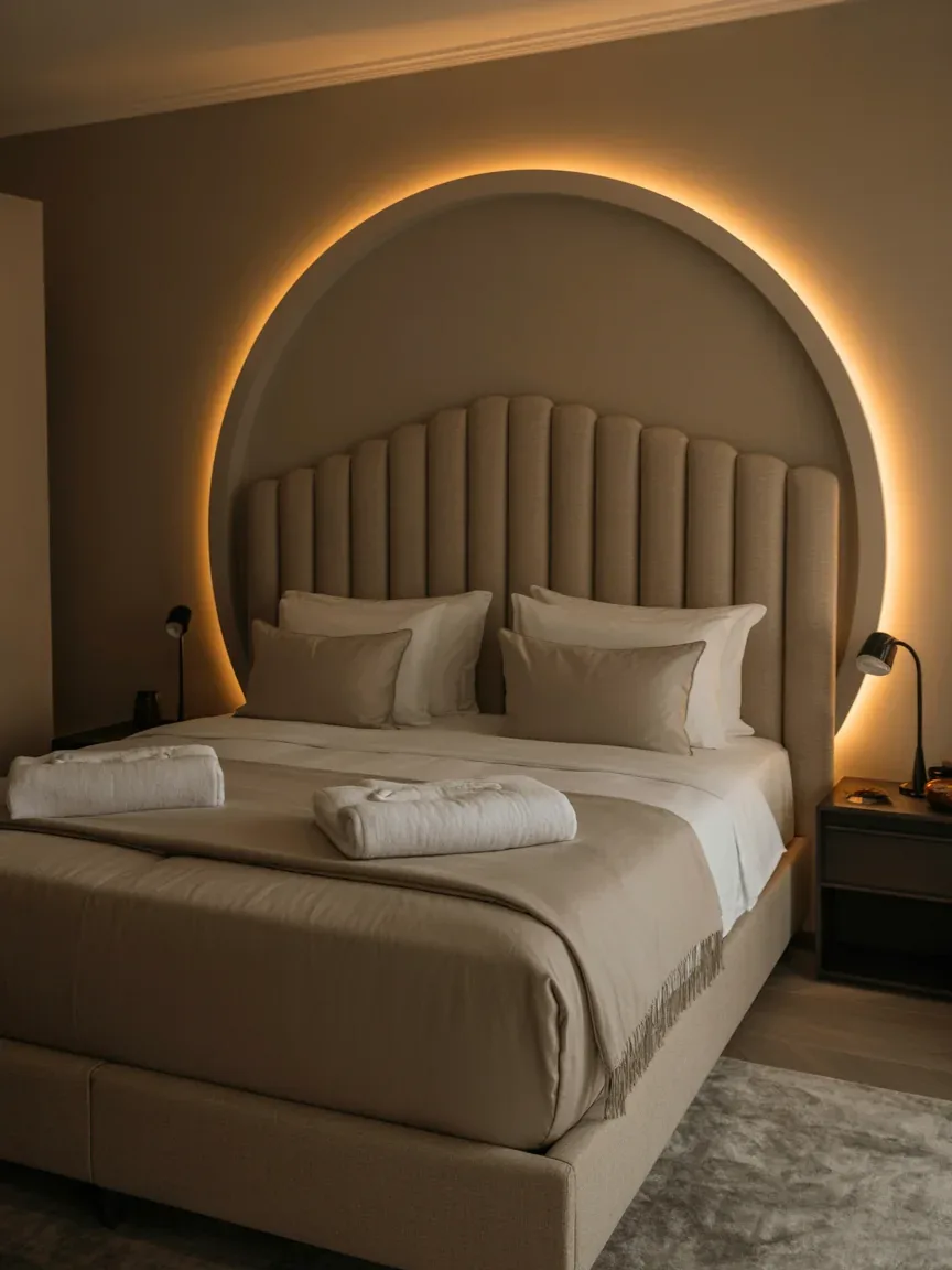 12. Boutique Hotel Inspired Bedroom With Halo Lighting 12. Boutique Hotel Inspired Bedroom With Halo Lighting