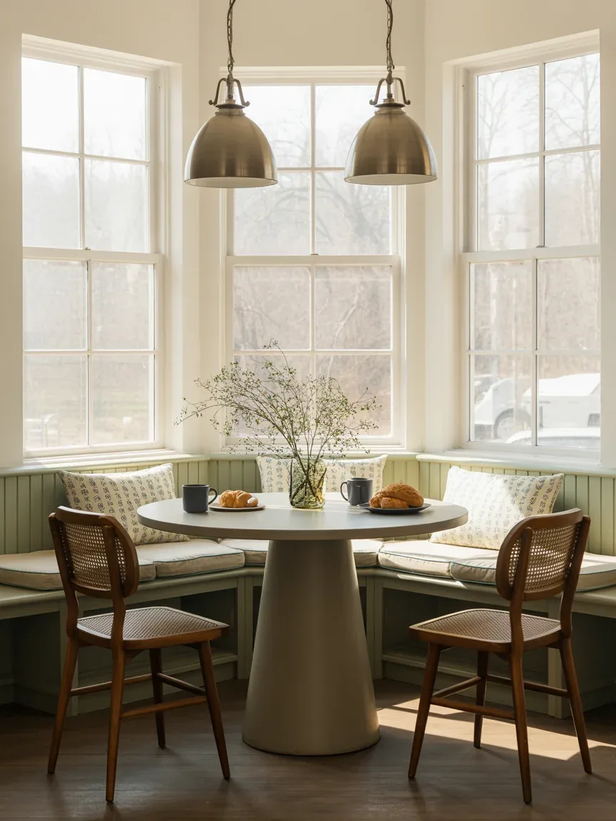 8. Breakfast Nook With Dome Metal Pendants 8. Breakfast Nook With Dome Metal Pendants