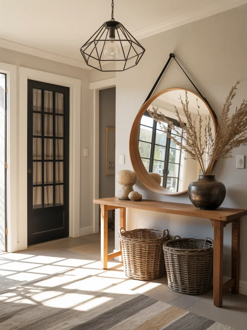 4. Bright Entryway With A Geometric Farmhouse Pendant 4. Bright Entryway With A Geometric Farmhouse Pendant
