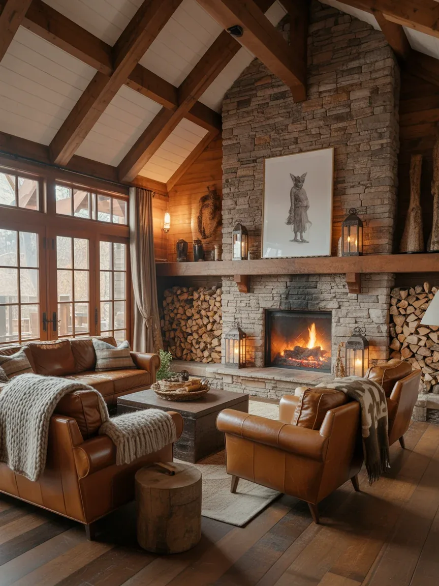 5. Cabin-Inspired Family Room With Layered Textures 5. Cabin-Inspired Family Room With Layered Textures