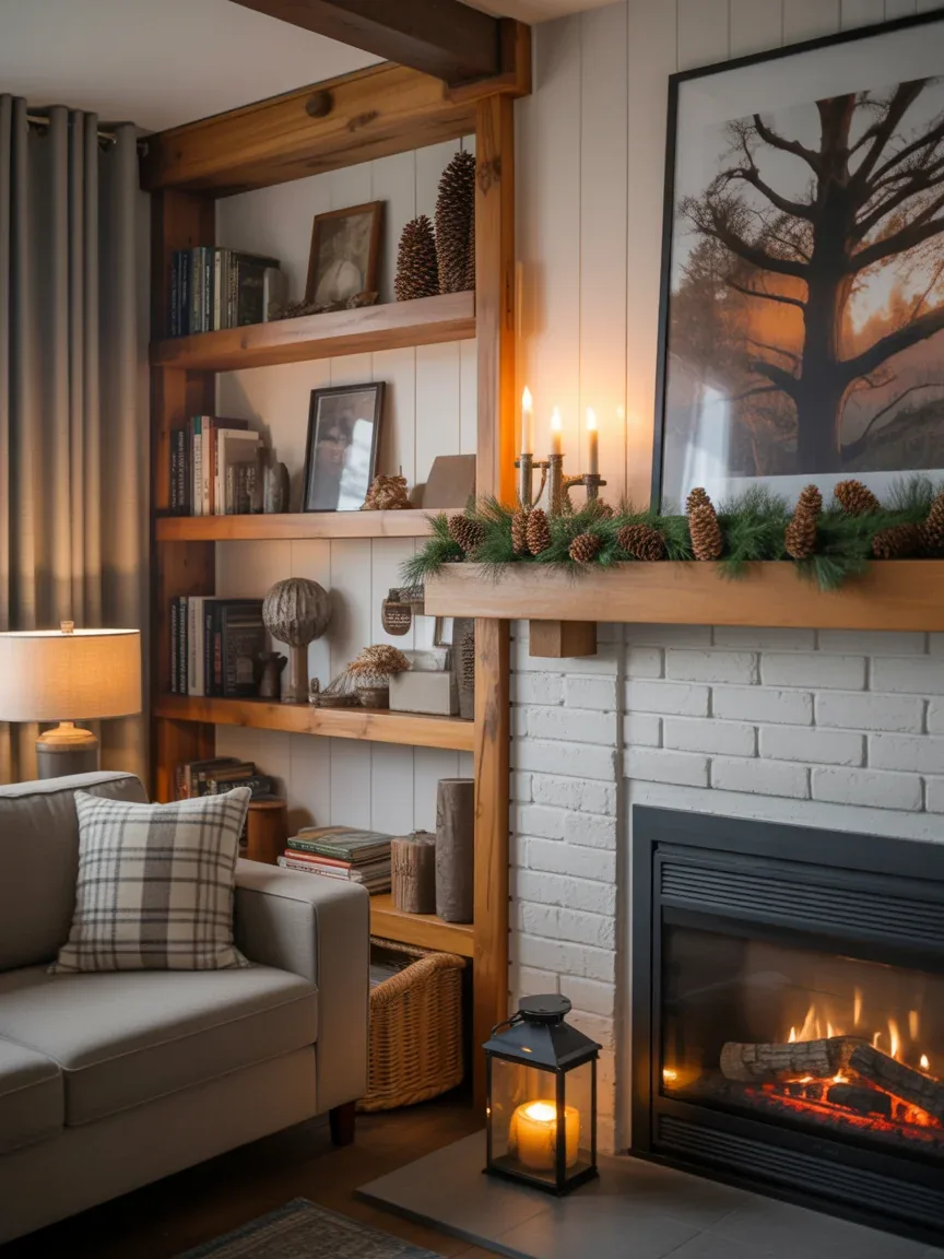 9. Cabin-Inspired Shelves With Woodland Accents 9. Cabin-Inspired Shelves With Woodland Accents