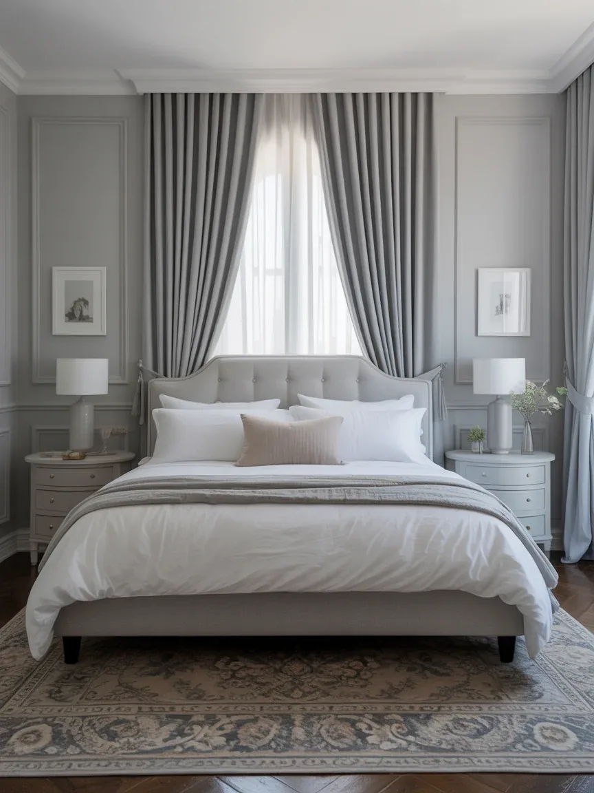 17. Classic Timeless Gray and White Bedroom With Balanced Elegance 17. Classic Timeless Gray and White Bedroom With Balanced Elegance