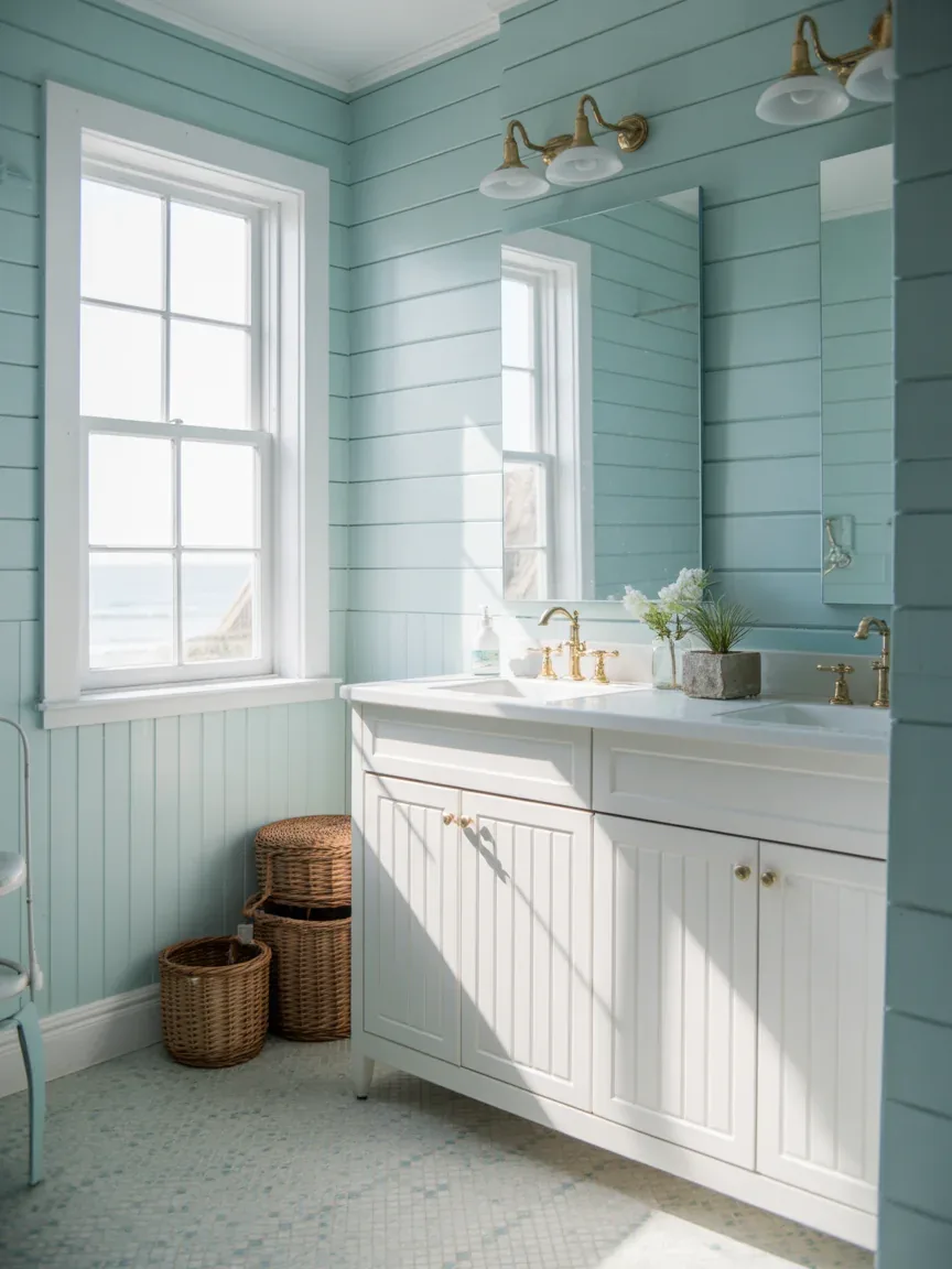 7. Coastal Chic Bathroom With Gold Elegance 7. Coastal Chic Bathroom With Gold Elegance