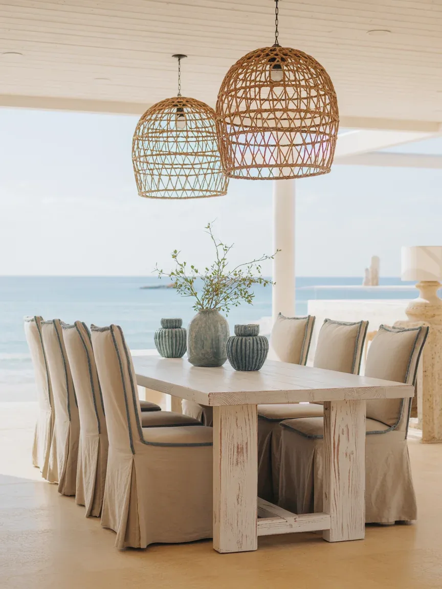 6. Coastal Contemporary With Woven Rattan Pendants 6. Coastal Contemporary With Woven Rattan Pendants