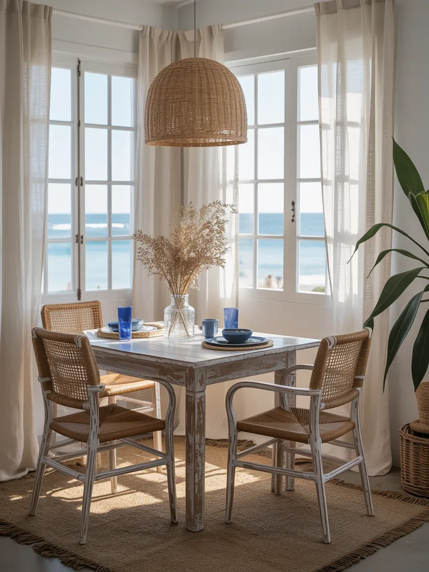 3. Coastal Small Dining Space With Breezy Layers 3. Coastal Small Dining Space With Breezy Layers