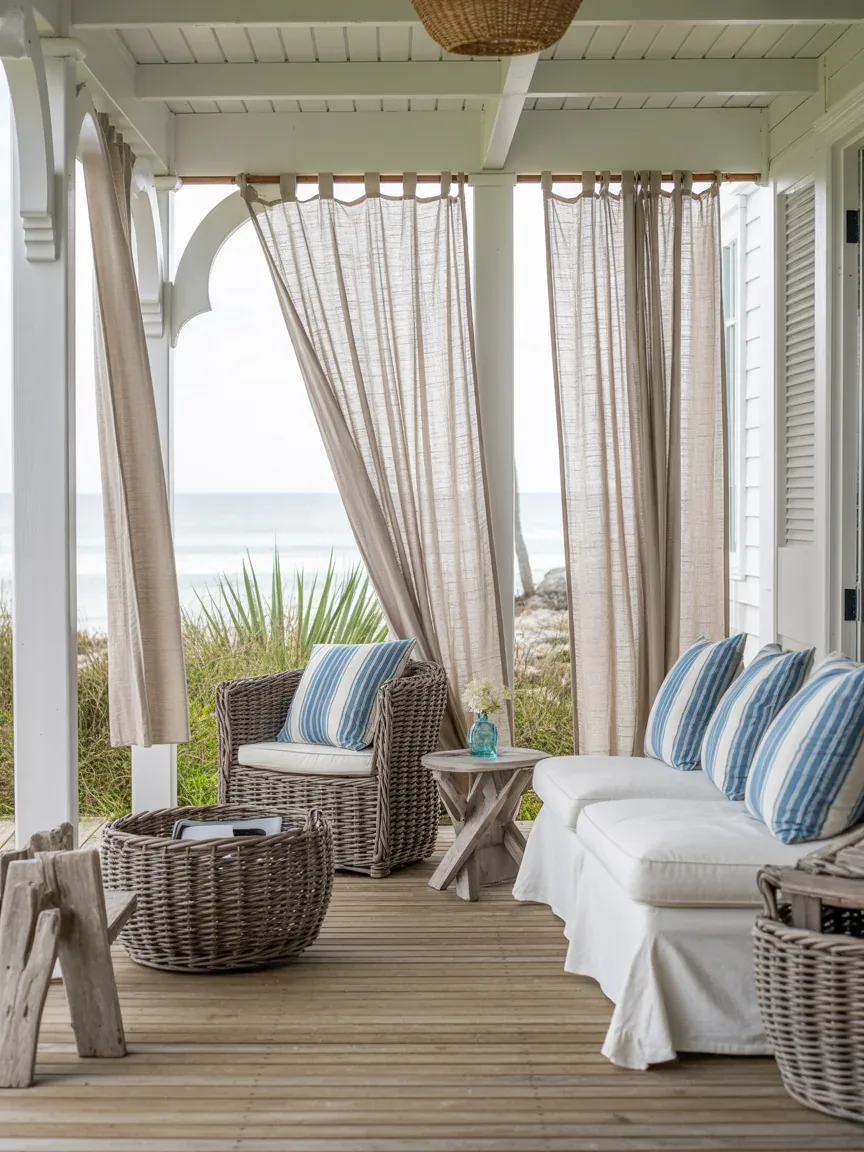 8. Coastal-Inspired Porch With Breezy Blues 8. Coastal-Inspired Porch With Breezy Blues