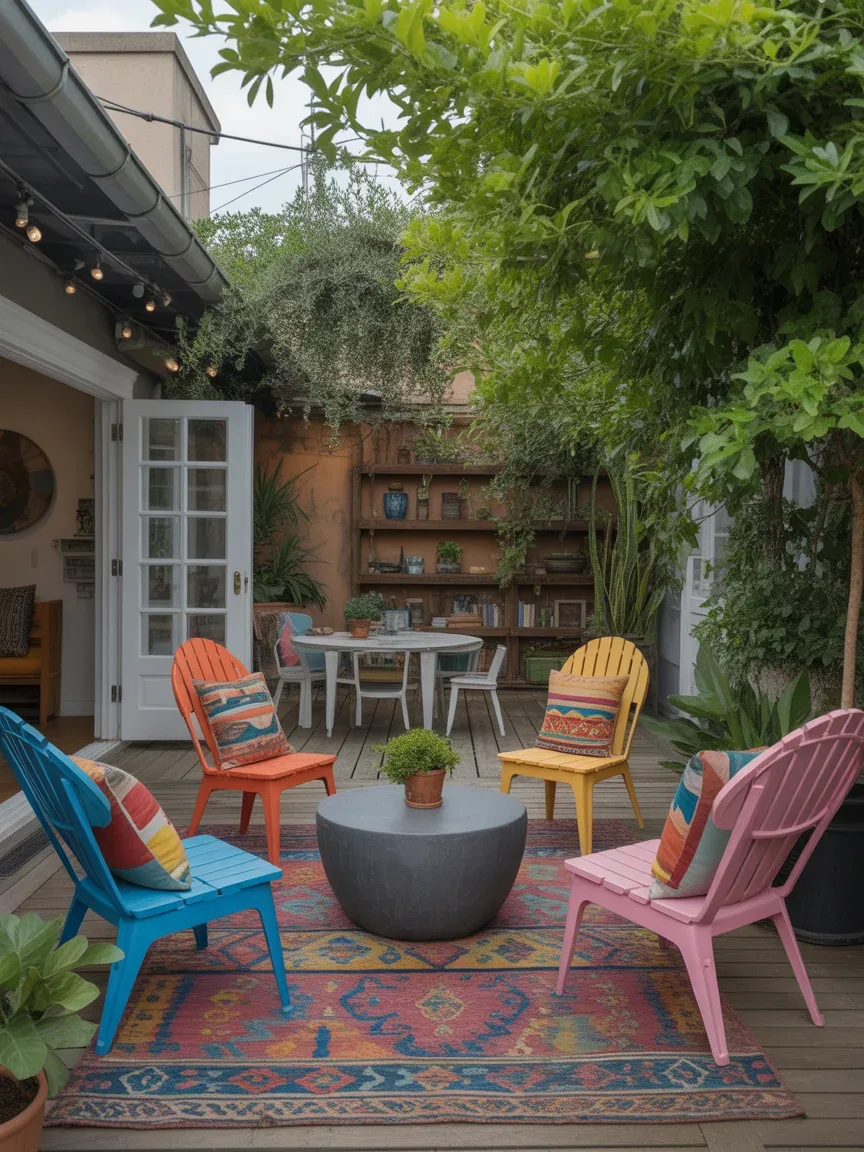 17. Colorful Eclectic Backyard Lounge 17. Colorful Eclectic Backyard Lounge