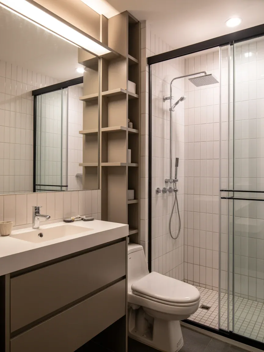 16. Compact Urban Bathroom With Space-Saving Design 16. Compact Urban Bathroom With Space-Saving Design