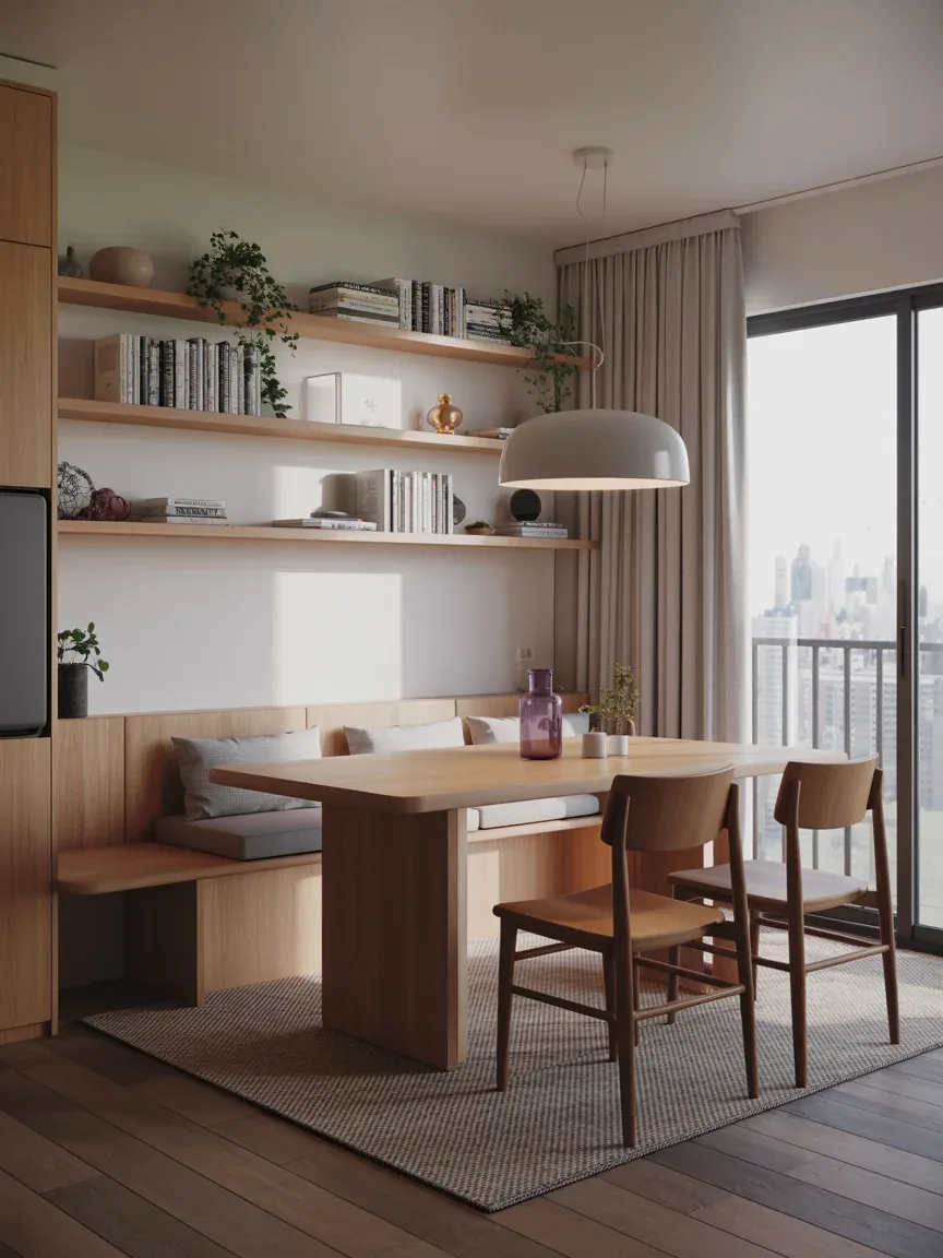 17. Compact Urban Dining Room With Multifunctional Furniture 17. Compact Urban Dining Room With Multifunctional Furniture