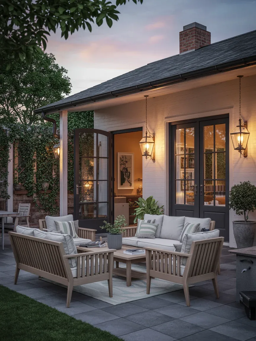 12. Covered Patio With Farmhouse Lantern Lighting 12. Covered Patio With Farmhouse Lantern Lighting