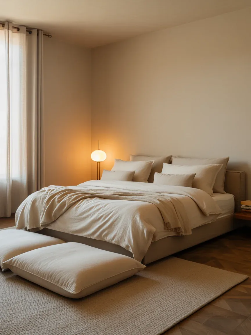 10. Cozy Minimalist Bedroom With Floor Cushions 10. Cozy Minimalist Bedroom With Floor Cushions